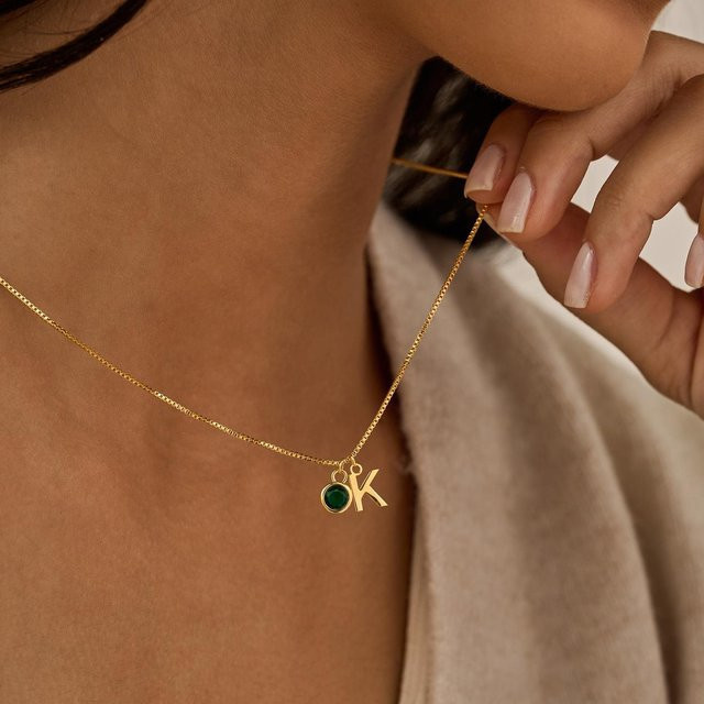 MYDIY Halskette, Gold, Initialen, Kristall, Damen - Bild 1