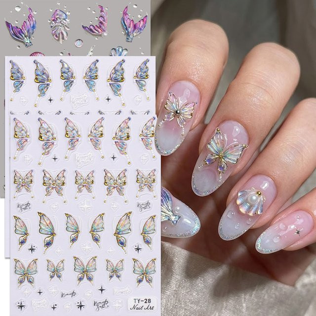 QIANJIKU Nagelaufkleber 5D Aurora Holographisch, Schimmernd, Schwarz - Bild 1