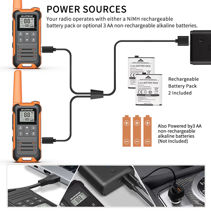 Baofeng F22 Mini Walkie-Talkie Set 2 Stück, PMR FRS Langstrecken-Funkgeräte in Grün mit USB-C-Ladegerät - Bild 3