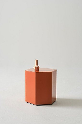 STARLITE Beistelltisch modern in Orange mit Glasplatte, B/T/H: 40 x 40 x 70 cm - Bild 1