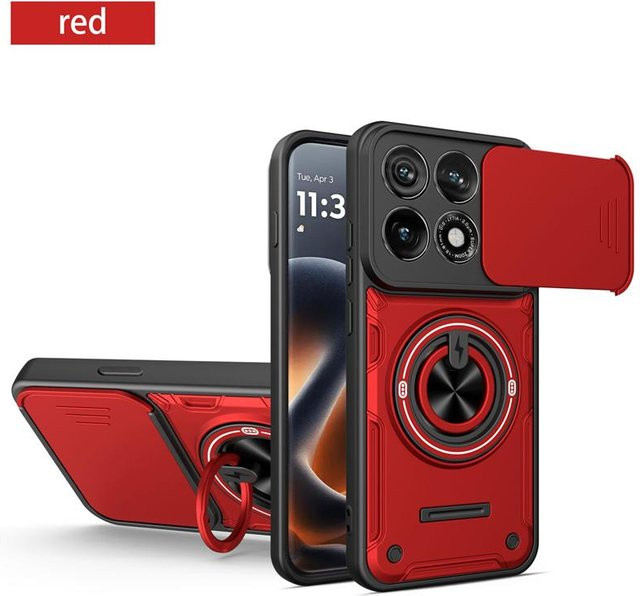 Stoßfeste Armor Schutzhülle für Motorola Edge 70 Pro in Rot mit Linsenschutzabdeckung und magnetischem Ringhalter - Bild 1