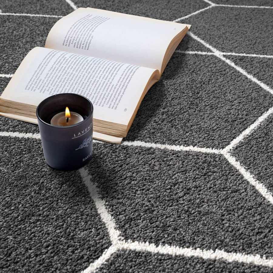 Sanat Teppich Trellis in Anthrazit mit modernem Design, pflegeleicht und strapazierfähig, Breite: 60 cm, Länge: 110 cm - Bild 3