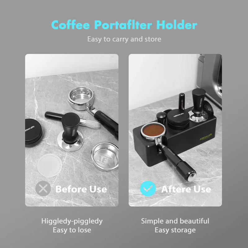 AliKisscafe Kaffee Tamping Station für Siebträger und Espresso Filter Körbe in Schwarz, Barista Werkzeug Zubehör für 51mm, 54mm, 57mm und 58mm - Bild 5