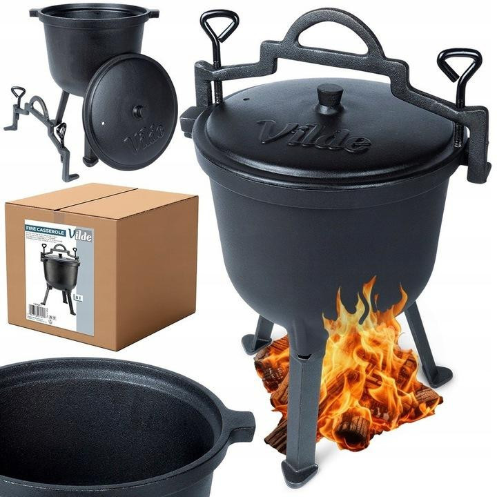 Gusseiserner Kessel Vilde Schwarz 8 l Jagdtopf für das Lagerfeuer - Bild 2