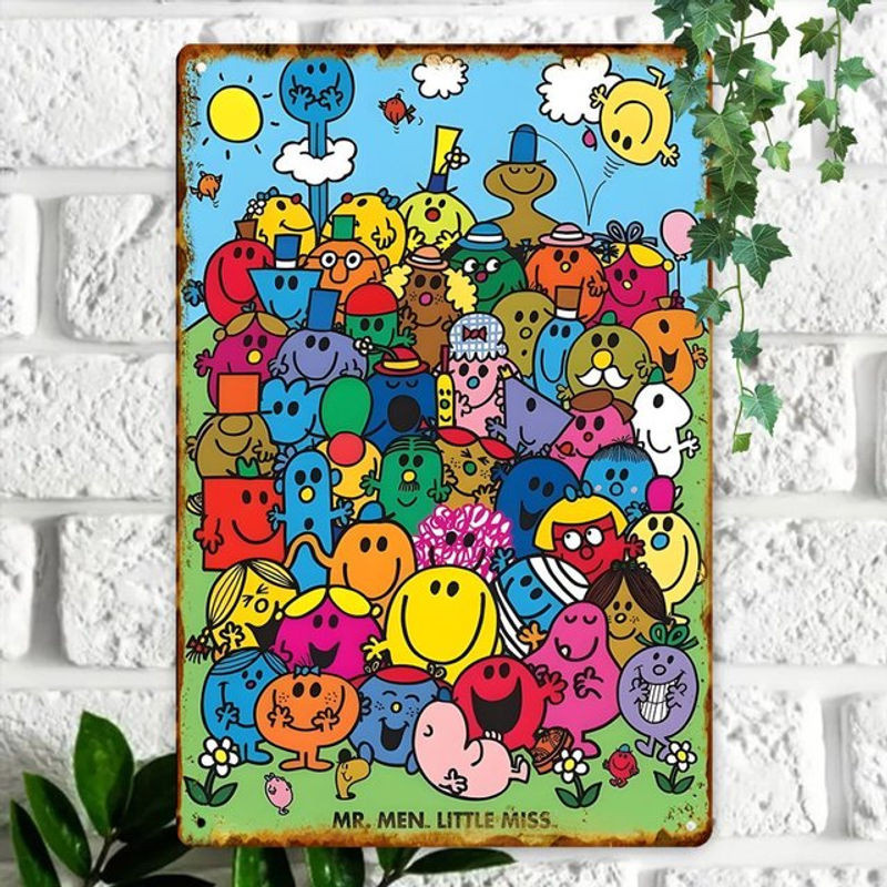 CARTDECORZ Mr. Men Little Miss Vintage Blechschild aus Metall, mehrfarbig, Rechteckig, Hochformat, B: 20 cm, H: 30 cm - Bild 1