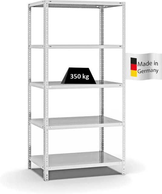 PROREGAL Heavy-Duty Fachbodenregal mit Schraubsystem, 5 Ebenen, Lichtgrau, H x B x T: 200 x 100 x 60 cm - Bild 1