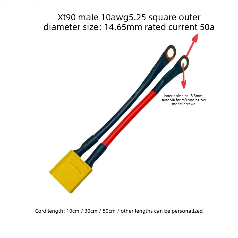 XT90 und XT60 Stecker sowie Buchsen mit 6/8mm Kupferkabelende für Modellflugzeuge, Hochstrom-Ladekabel 10/12AWG in Gelb - Bild 2