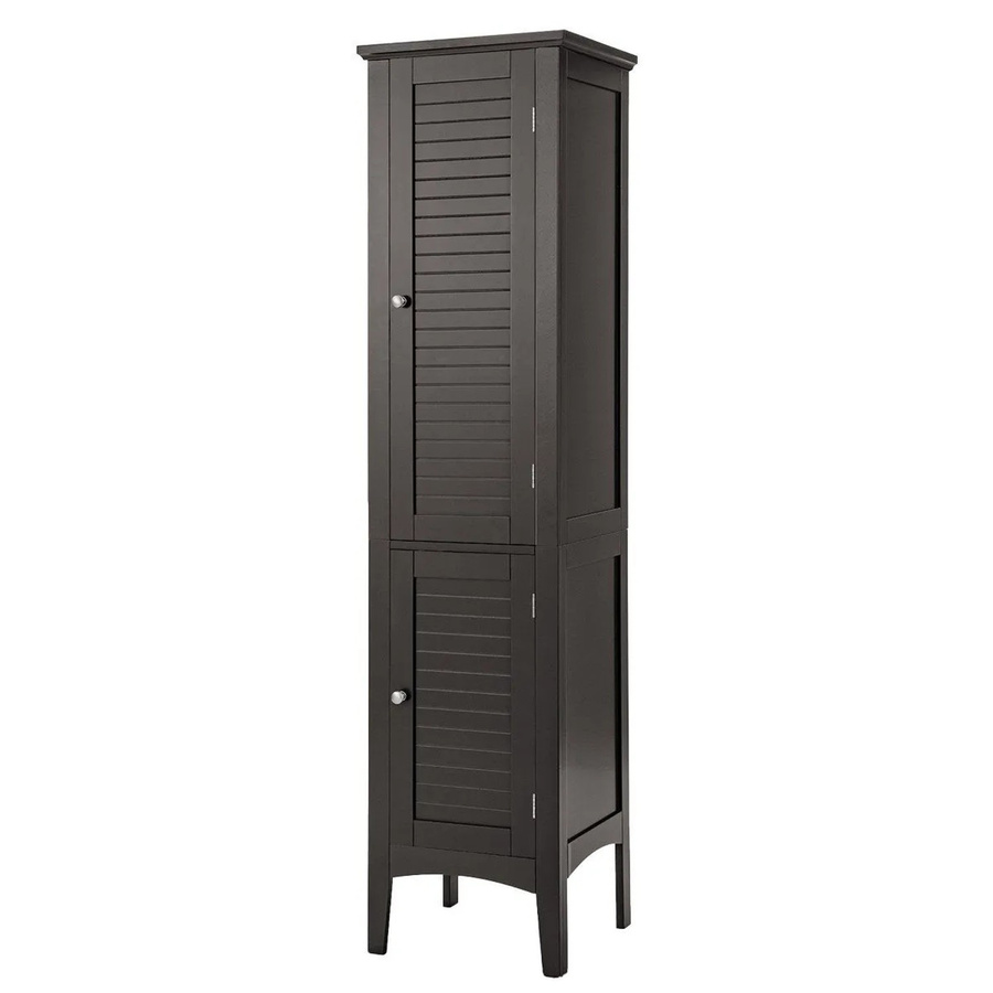 Costway Badezimmer-Hochschrank in Braun mit 5 Fächern und Türen, B/T/H: 37 x 37 x 160 cm - Bild 2