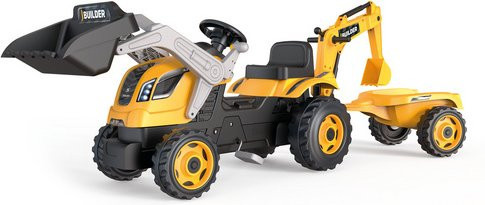 Smoby Traktor Builder Max mit Anhänger Kinderfahrzeug Baustelle Set, Gelb, ab 3 Jahren, max. Belastung: 25 kg - Bild 2
