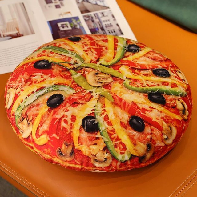 Yiran Health & Beauty Pizza Plüschkissen mit Reißverschluss, Rund, Multicolour, Durchmesser: 40 cm oder 60 cm - Bild 1