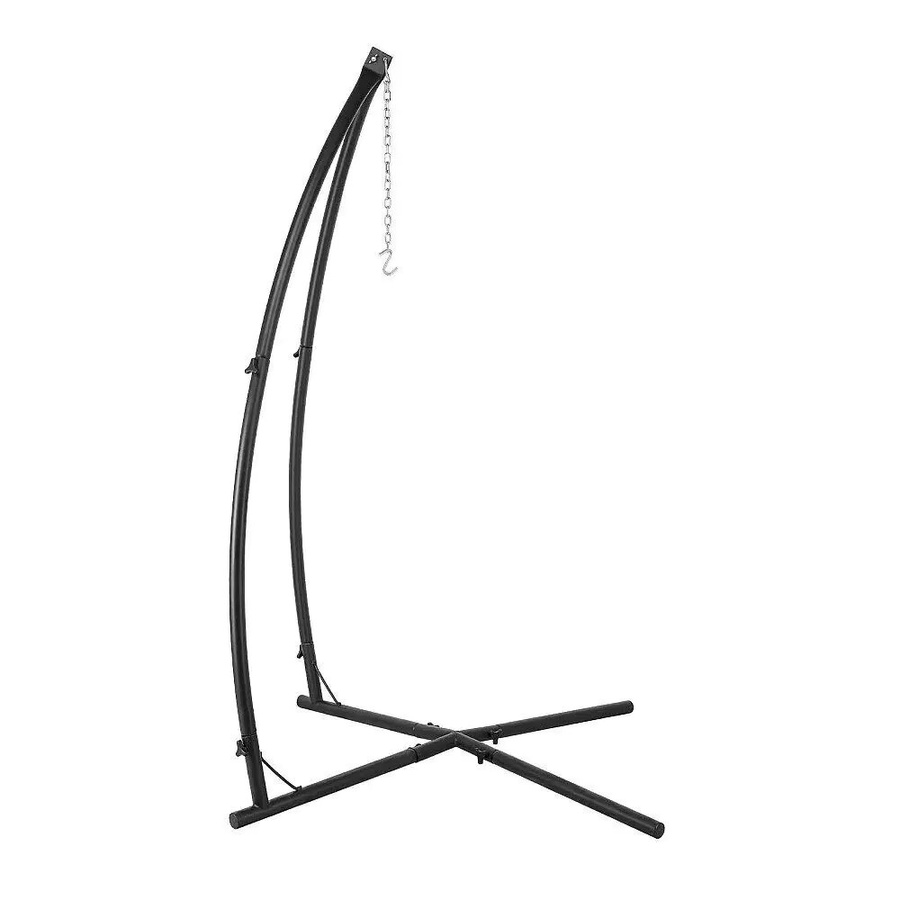 Homfa Hängemattenstuhl mit Massivstahlrahmen in Schwarz, verstellbare Schaukel für Veranda und Garten, Höhe: 210 cm - Bild 1