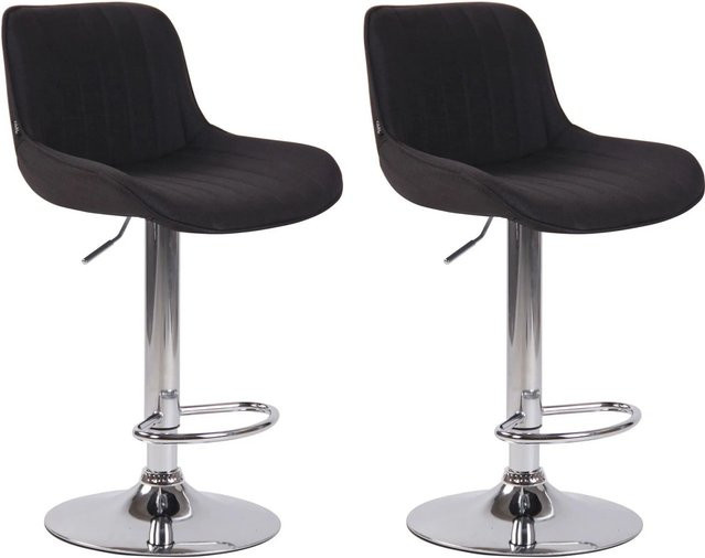 DELUKE 2er Set Barhocker BEKIM in Schwarz mit Lehne, höhenverstellbar und drehbar, B/T/H: 50 x 50 x 86 cm - Bild 1