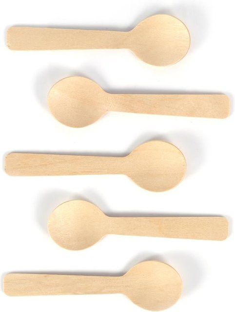 DIYelecs 100 Stück Einweg-Holzlöffel in Beige, poliert, 10 cm Besteck für Eis und Tee - Bild 1