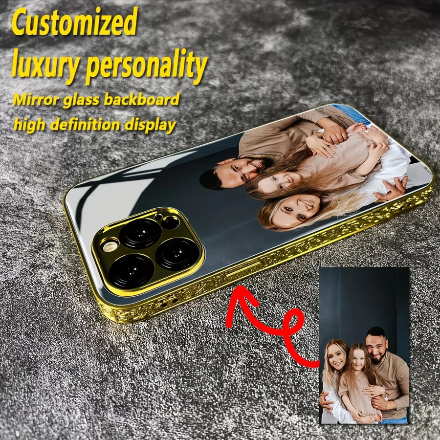 Goldene iPhone Hülle mit galvanisiertem Relief-Rahmen für Apple iPhone 16/15/14/13/12/11/X/Xr/Pro/Pro Max/Plus/7/8 - Bild 2