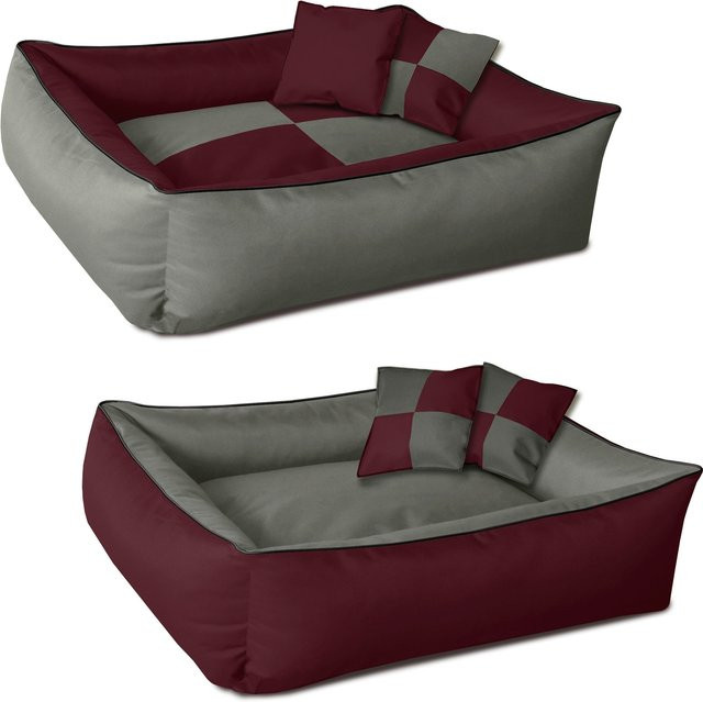 BedDog 2in1 Hundebett und Hundekissen mit Rand im karierten Design - Bild 1