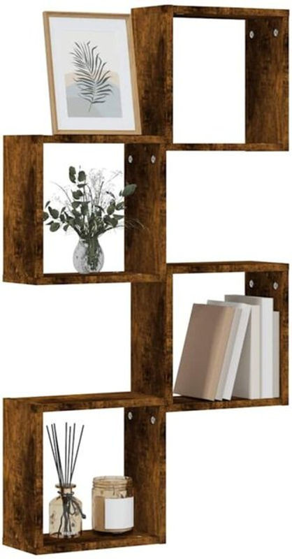 vidaxl Würfelregale im Industrial Design, 4er Set, Räuchereiche, B/T/H: 30 x 15 x 30 cm - Bild 1
