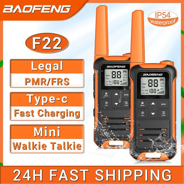 Baofeng F22 Mini Walkie Talkie Set mit LCD Display und USB-C Ladung, 2 Stück - Bild 1