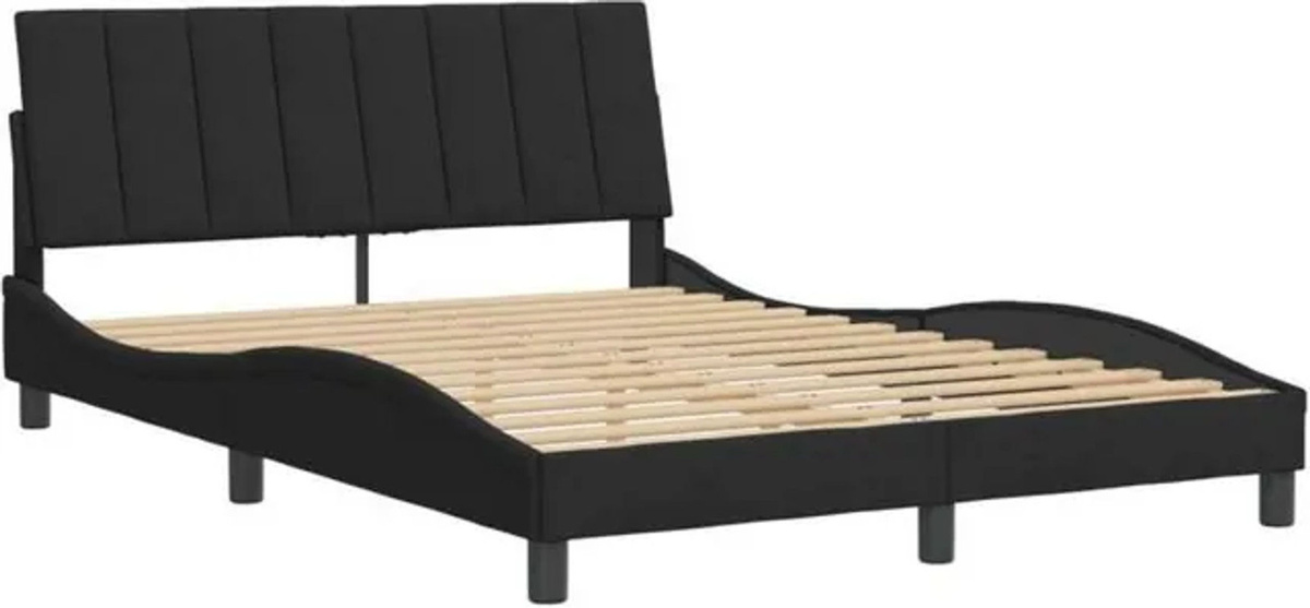 Polsterbett hanko von Vidaxl in Schwarz aus Samt und Metall, B/T/H: 140 x 200 cm - Bild 1