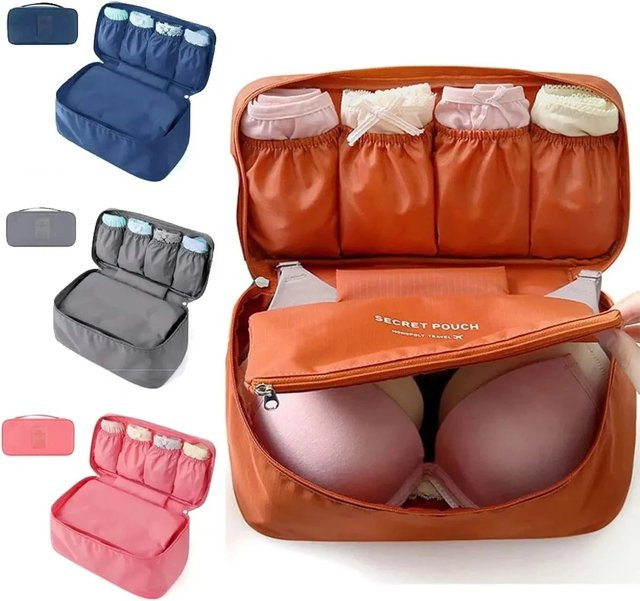 Untior Reise-Aufbewahrungstasche als multifunktionaler Organizer für Unterwäsche und Kosmetik in Grau - Bild 1