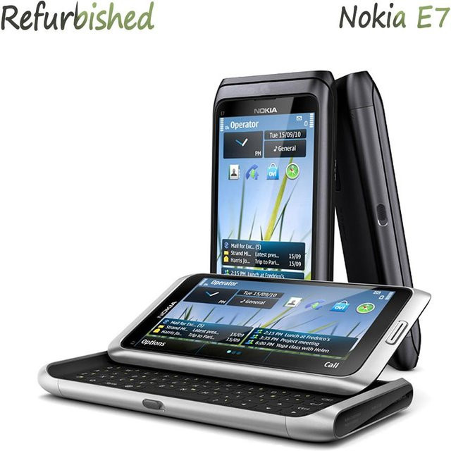 Nokia E7 E-00 4.0 3G Mobiltelefon mit Slider-Funktion und WiFi in Silber, generalüberholt und entsperrt - Bild 1