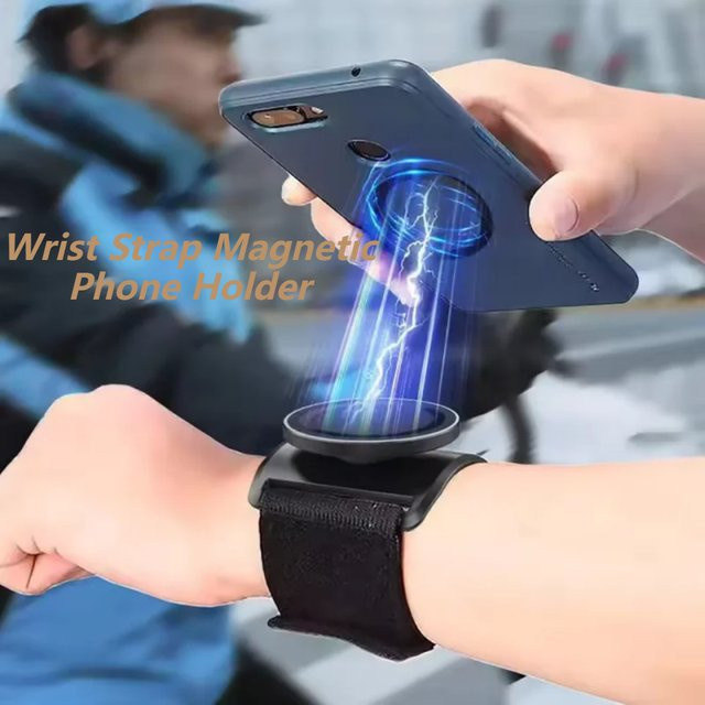 Maerknon Magnetischer Telefonhalter mit Armband und Handschlaufe für Sport und Outdoor, Schwarz - Bild 1