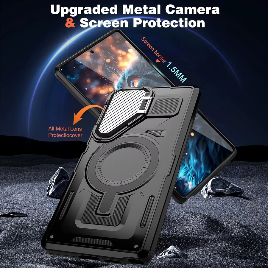 Magnetische MagSafe Kickstand-Hülle für Samsung Galaxy S26 Ultra, S26 Plus und S26 mit drehbarem Ständerhalter in Schwarz - Bild 2