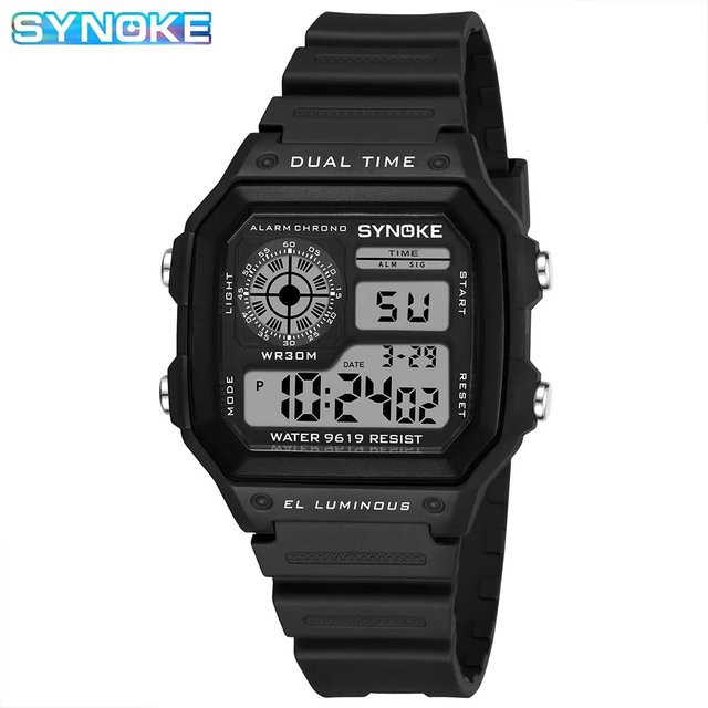 Synoke Digitaluhr, Chronograph, Schwarz, Kunststoff, Herren - Bild 1