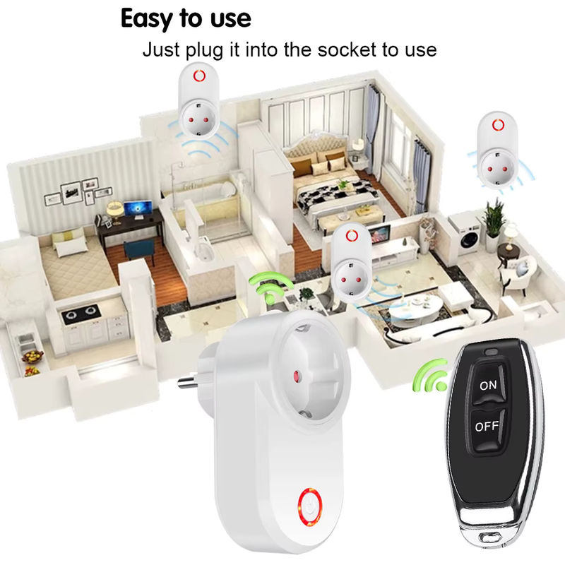 Kebidumei Wireless Smart Steckdose mit Fernbedienung 433 MHz, 220 V, bis zu 3000 W, EU-Stecker für Licht und Elektrogeräte - Bild 3