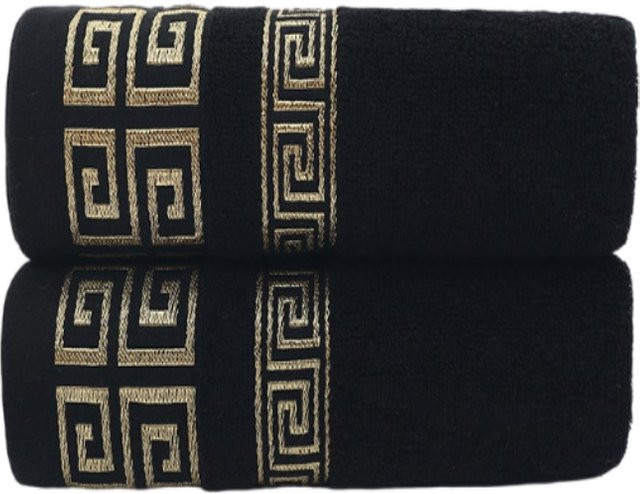 2er-Set inyahome Baumwollhandtücher Schwarz, bestickt und schnelltrocknend, B/H: 34 x 74 cm und 70 x 140 cm - Bild 1