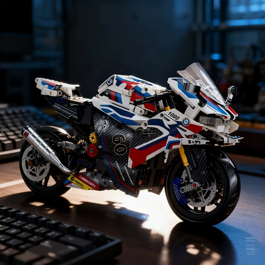 Motorrad-Baustein-Set, 1:8, technisches Rennfahrzeug, Modellbausatz - Bild 4