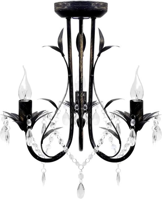 vidaXL Deckenlampe Art Nouveau in Schwarz mit transparenten Acryl-Kristallperlen, 3 x E14, B/T/H: 30 x 30 x 35 cm - Bild 1