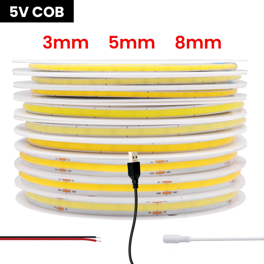 HEGEHE COB LED-Lichtleiste Ultra Dünn, 5V, Weiß, 120 LEDs/m, Flexible Lineare Beleuchtung via USB - Bild 2