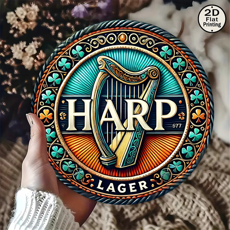 Potdemiel Vintage Metallschild Harp Lager Rund, Mehrfarbig, Durchmesser: 20,32 cm - Bild 5
