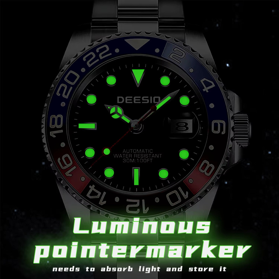Deesio Automatik Armbanduhr, Edelstahl, Schwarz, Herren - Bild 3