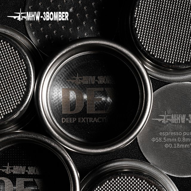 MHW-3BOMBER Espresso-Filterkorb mit Puck-Sieb für 58,5 mm Siebträger, 15–20 g, Silber - Bild 1
