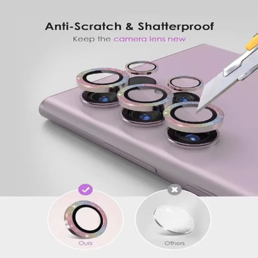 Diamant Kamera Objektiv Schutz Film für Samsung Galaxy S24 Ultra und S24 Plus in Transparent und Gold HD Klar - Bild 3