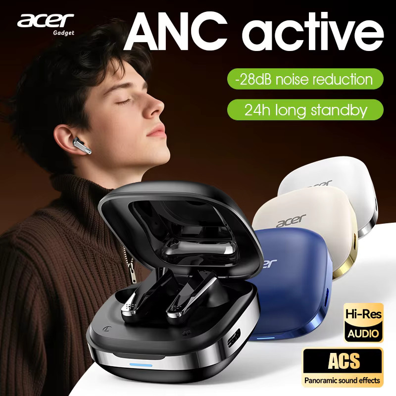 Acer Ohr646 Kabellose In-Ear Bluetooth-Kopfhörer mit ANC-Geräuschunterdrückung und Ladeetui in Beige - Bild 3