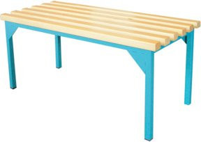Aerotec Garderobenbank aus Massivholz und lackiertem Stahlgestell in Blau, B/T/H: 90,0 x 39,0 x 42,0 cm - Bild 1