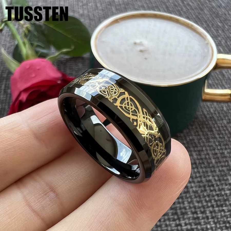 TUSSTEN Ring Wolfram, 8mm, Schwarz, Unisex - Bild 1