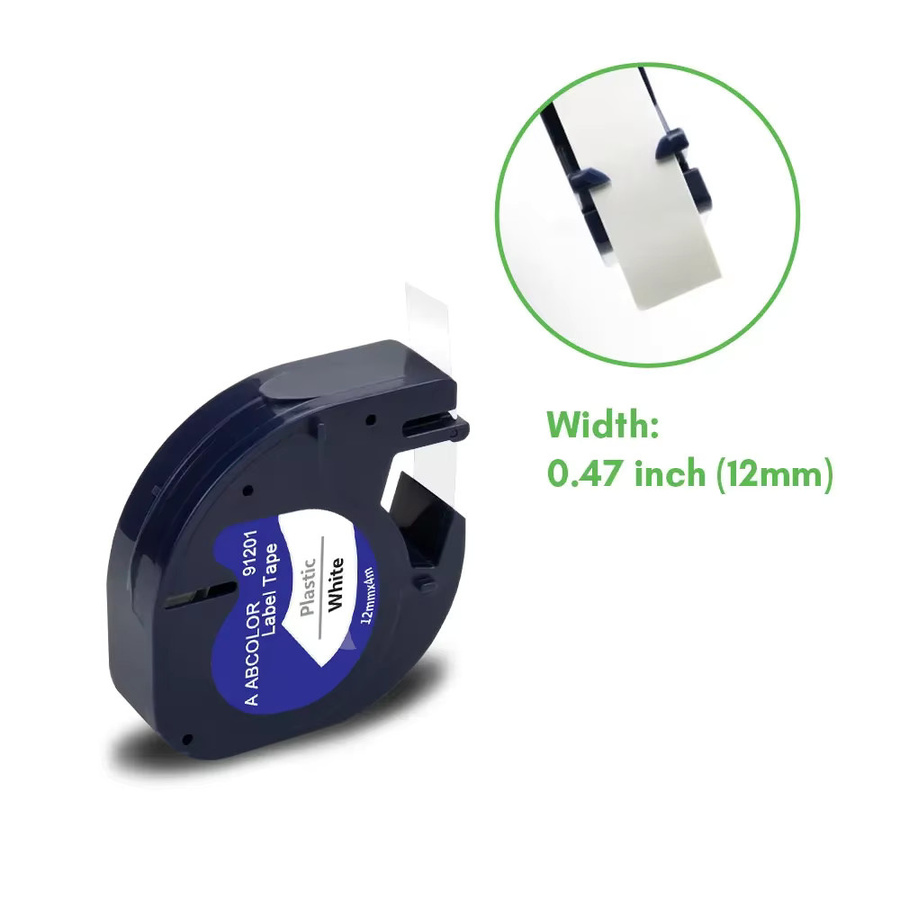 MeaBefit Klebeetikettenband kompatibel mit Dymo LT100H, Breite: 12 mm, Farben: Schwarz und Weiß - Bild 2