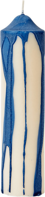 Ferm Living Dryp Stumpenkerze aus Wachs in Weiß und Blau - Bild 1