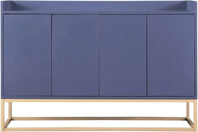 PXloue Sideboard Blau Buffet Schrank mit höhenverstellbarer Ablage B/T/H: 120 x 30 x 80 cm - Bild 1