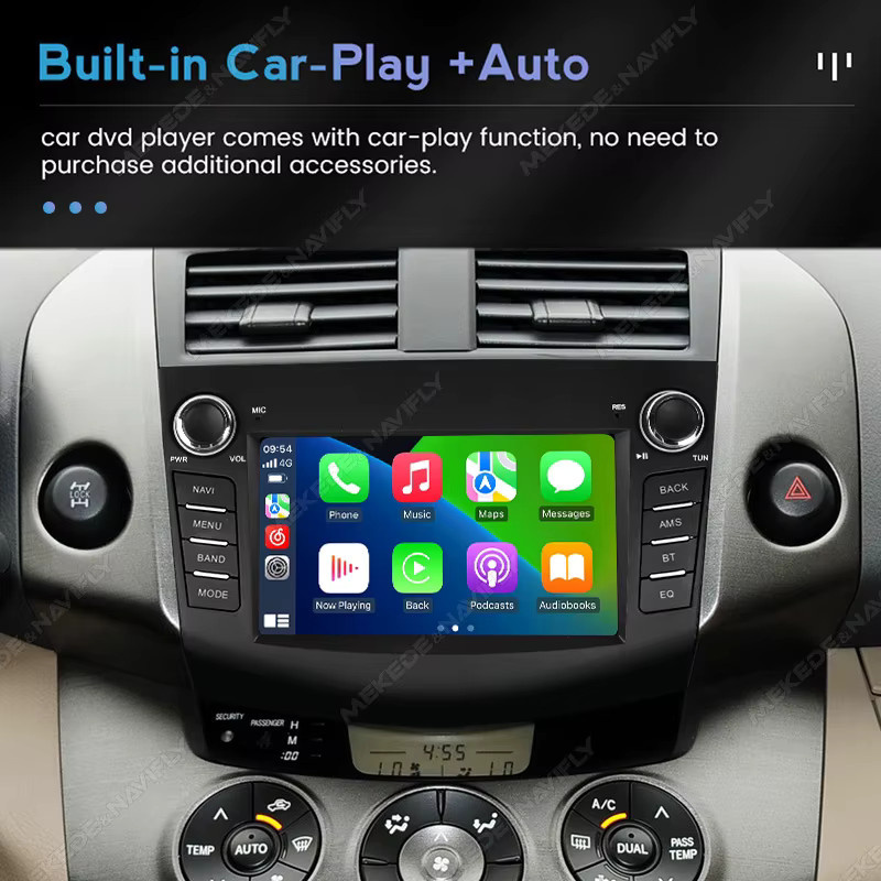 MEKEDE 7 Zoll Carplay Android Auto GPS Multimedia-Stereo für Toyota RAV4 2006-2012, 2 Din Head Unit, Schwarz - Bild 4