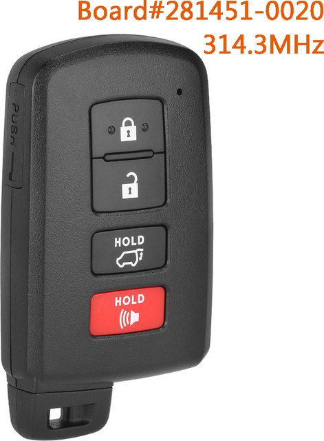 DIYKEY Smart Fernbedienung Autoschlüssel für Toyota RAV4 2013-2018, Farbe: Schwarz, Frequenz: 314,3MHz, Teilenummer: 281451-0020 HYQ14FBA - Bild 1