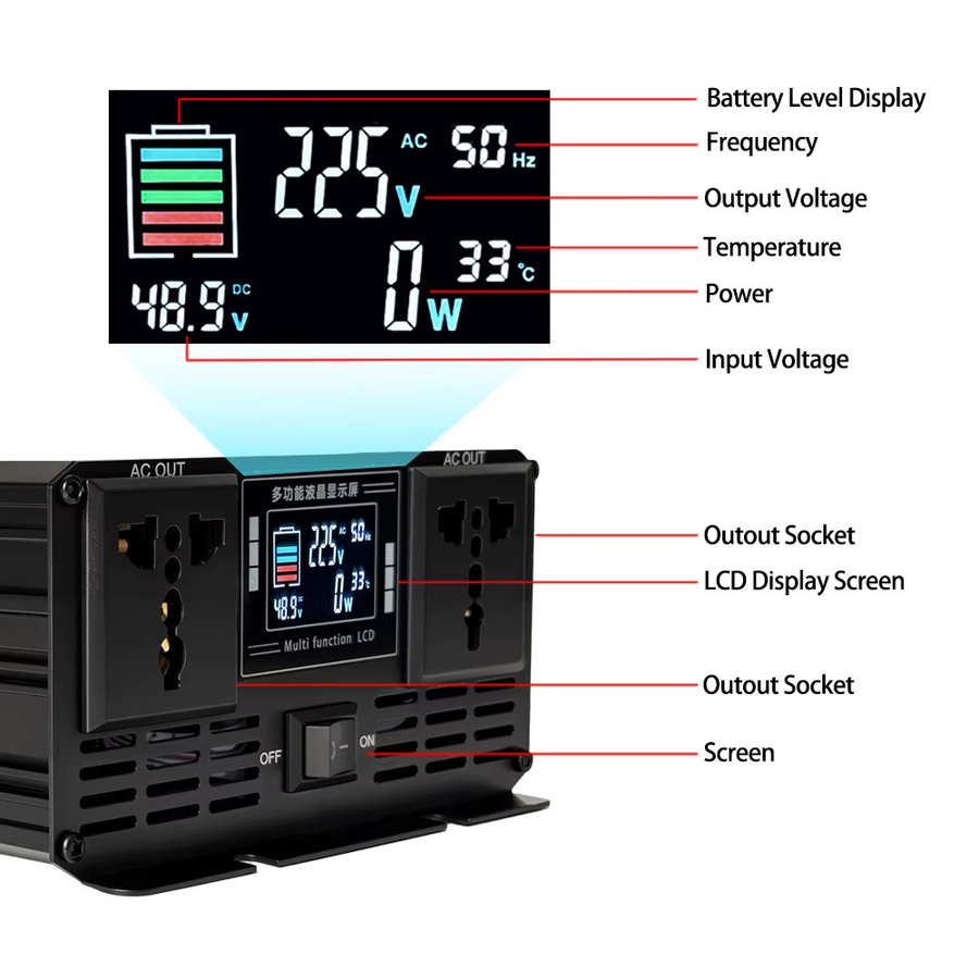 CHANTOWER Reiner Sinus-Wechselrichter DC 12 V zu AC 220 V/110 V für Auto und Solar - Bild 2
