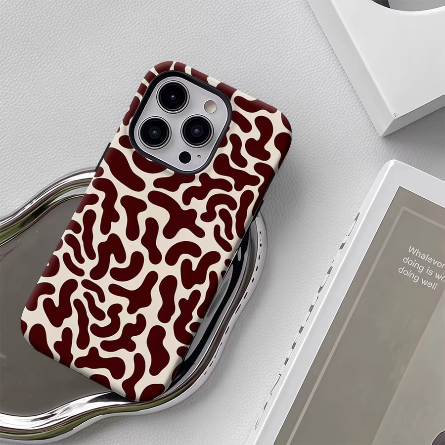 Handyhülle mit unregelmäßigem Muster in Braun und Weiß für Apple iPhone 17 16 15 14 13 Pro Max Plus mit doppelschichtiger Rückseite - Bild 6