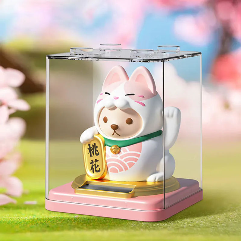 Solarbetriebene Maneki Neko Glückskatze von ACRDDK als dekoratives Ornament für Auto und Schreibtisch in Rosa, Rot, Gelb oder Weiß, Höhe: 7,62 cm - Bild 4