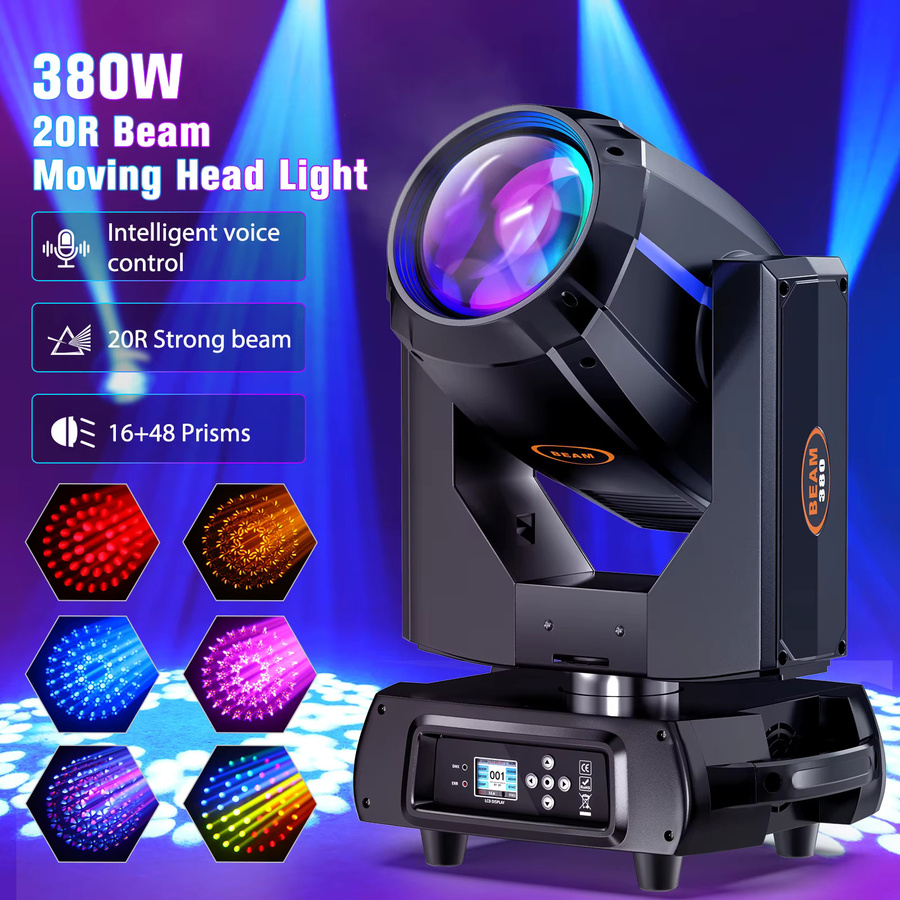 U'King 380W Beam Moving Head Spot mit rotierenden Prismen und Gobos, RGBW LED Bühnenlicht für DJ und Party, Schwarz - Bild 2
