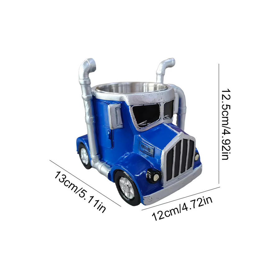 VKTECH Semi-Truck Kaffeetasse aus Edelstahl in Grün mit kreativem LKW-Design, 300 ml - Bild 6