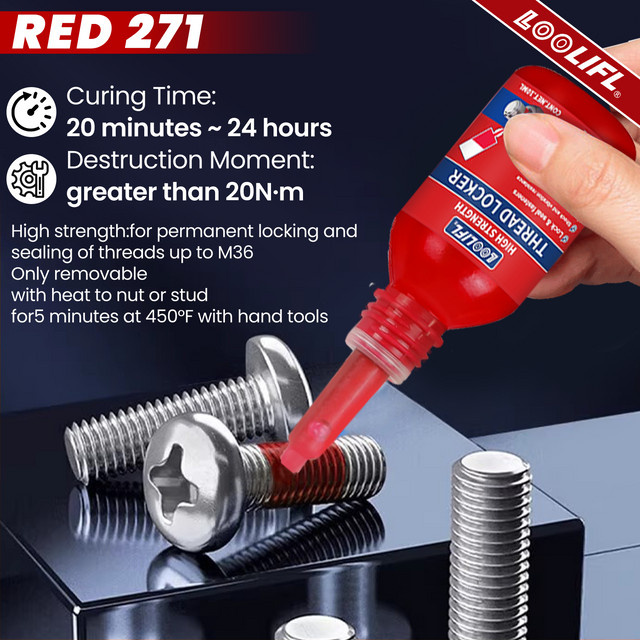 Rotes Schraubensicherungsmittel 10 ml – Entfernbare Metallkleber zur Sicherung von Muttern, Schrauben und Befestigungselementen - Bild 1